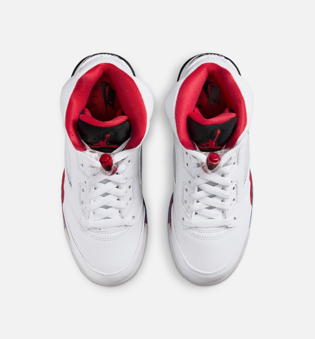 Air Jordan 5 Retro Fire Red Grade School Lifestyle Shoe – White/Fire Red/Black