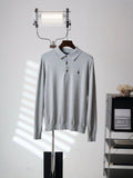 Polo Ralph Lauren Men's Long‑Sleeve Knit Polo Sweater with Small Pony Embroidery