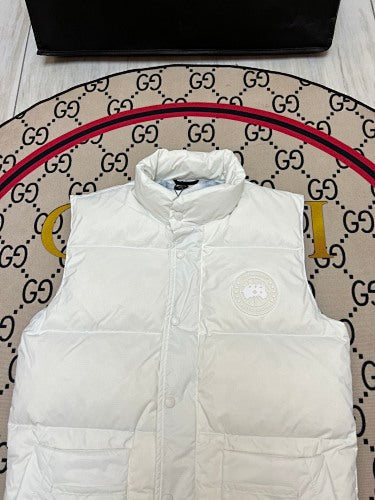 Canada Goose Puffer Vest in White with Stand Collar