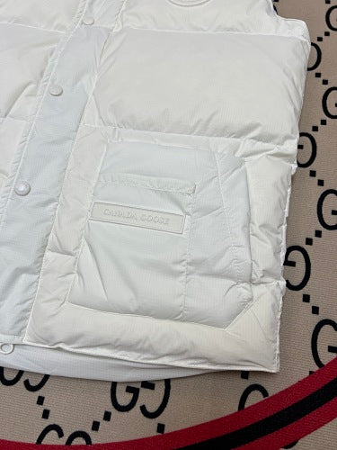 Canada Goose Puffer Vest in White with Stand Collar