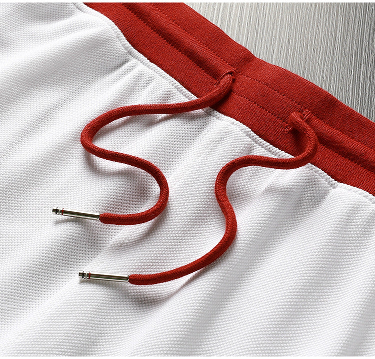 Thom Browne Style Athletic Cotton Shorts with Signature Four-Bar Detail