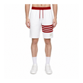 Thom Browne Style Athletic Cotton Shorts with Signature Four-Bar Detail
