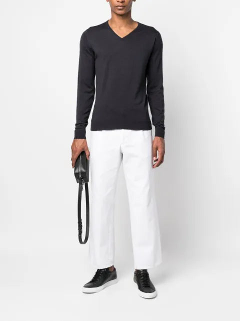 John Smedley V-neck long-sleeved jumper