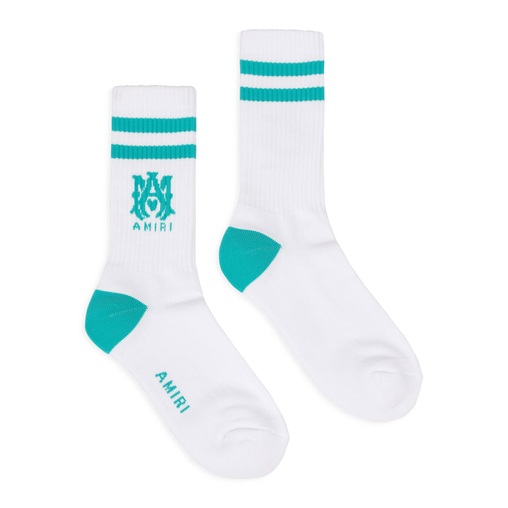 White/Aqua MA Logo Tube Socks