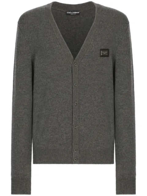 Dolce & Gabbana logo-plaque wool-blend cardigan