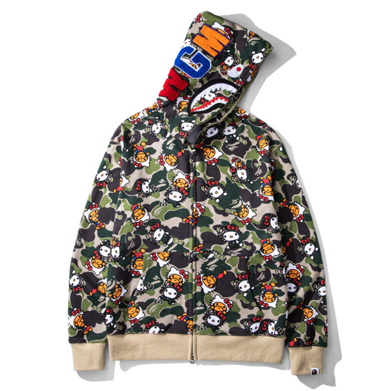 BAPE Hello Kitty Camo Hoodie - Green & Pink