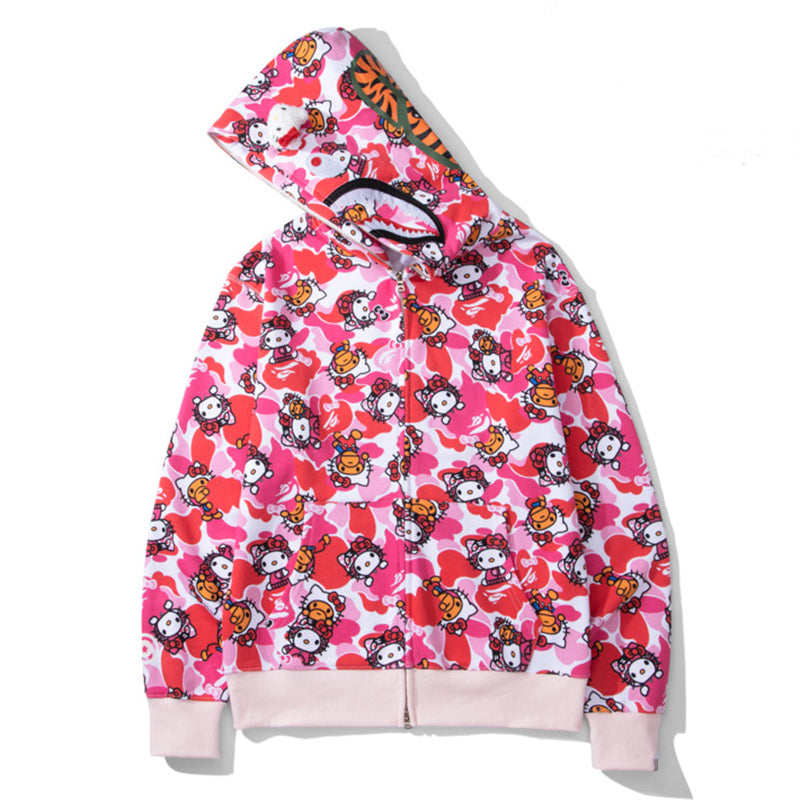 BAPE Hello Kitty Camo Hoodie - Green & Pink