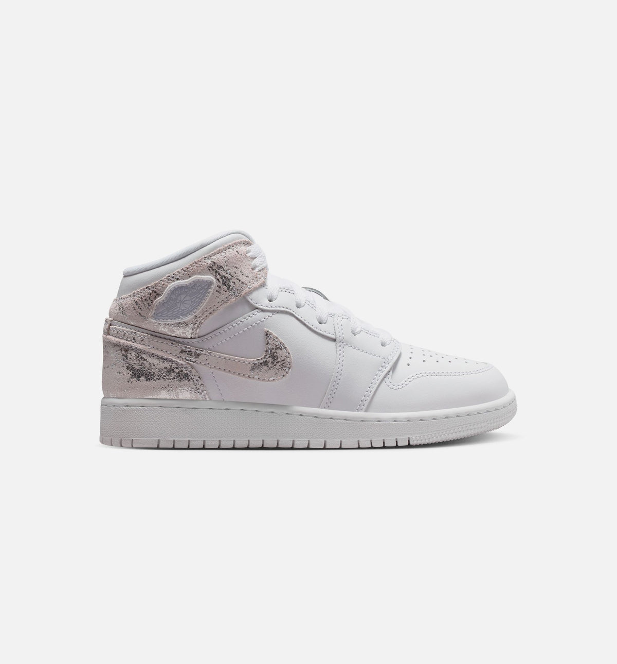 Air Jordan 1 Mid SE Grade School - White/Field Silver