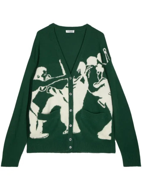 Leathersmith of London intarsia-knit wool cardigan