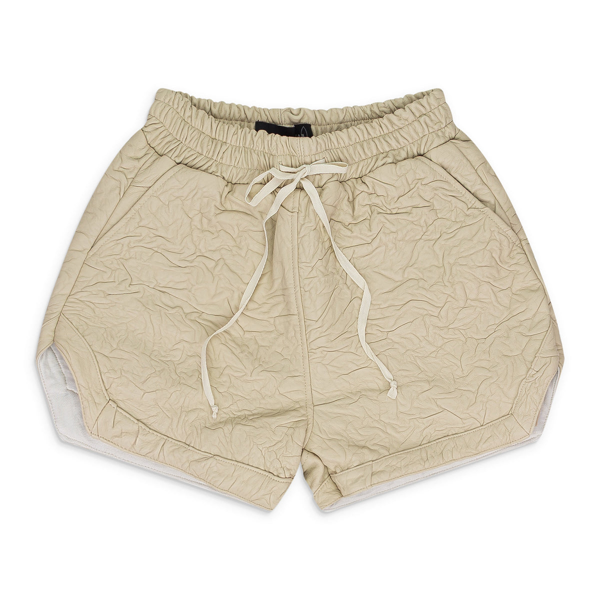 CREAM CRINKLED TAILORED SHORTS