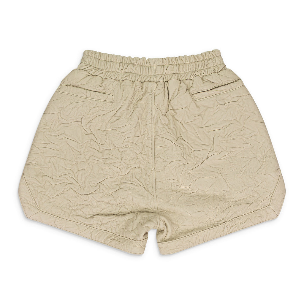CREAM CRINKLED TAILORED SHORTS
