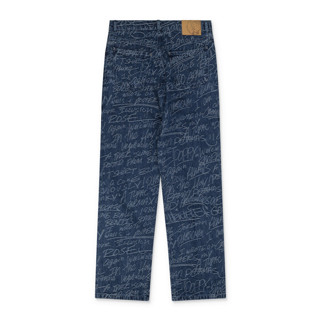 Blue Graffiti Straight Leg Jeans
