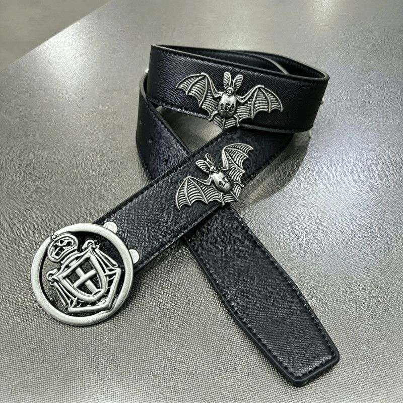 ERD Gothic Bat Crown Crest Metal Buckle Leather Belt Unisex Dark Punk