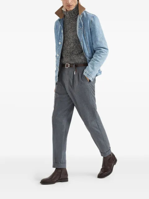 Brunello Cucinelli contrasting-collar denim jacket