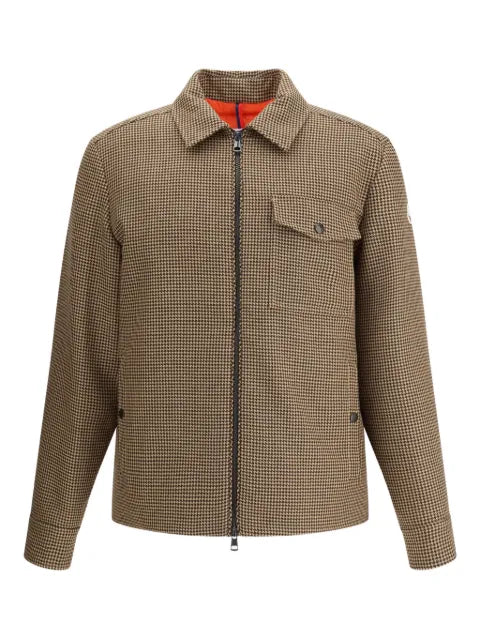 Moncler houndstooth-pattern zip-front jacket