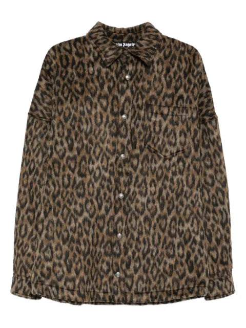 Palm Angels leopard-print button-fastening overshirt