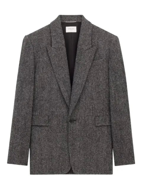 Saint Laurent herringbone-pattern wool blazer