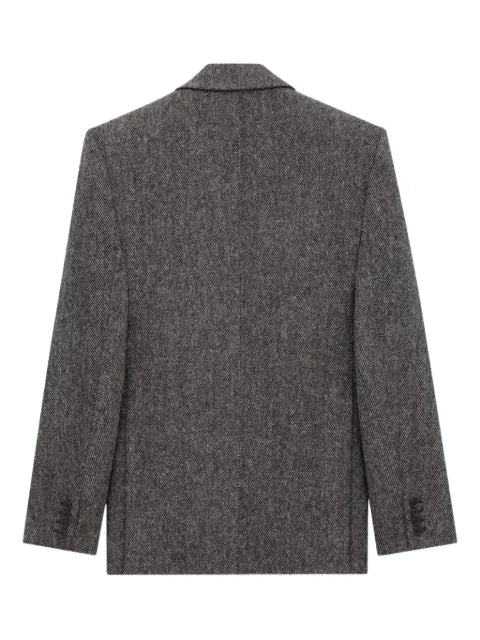 Saint Laurent herringbone-pattern wool blazer