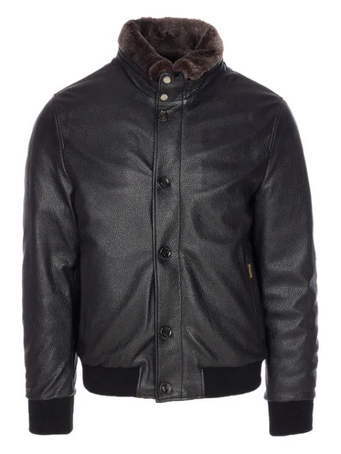 Moorer leather jacket with fur trim