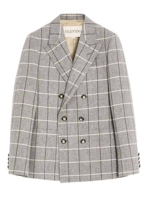 Valentino Garavani double-breasted check-pattern blazer