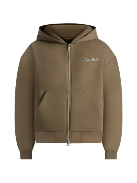 Manière De Voir JS002 - signature relaxed fit zip hoodie - taupe