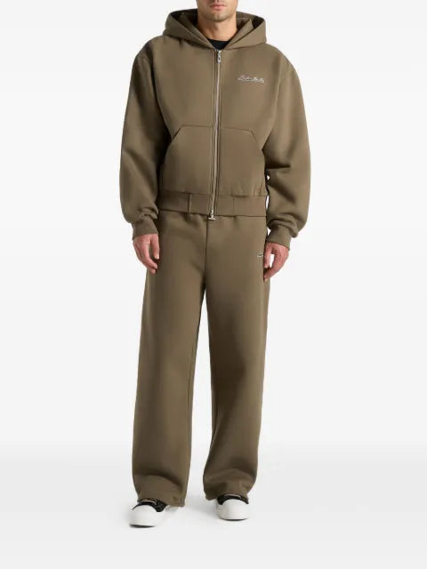 Manière De Voir JS002 - signature relaxed fit zip hoodie - taupe