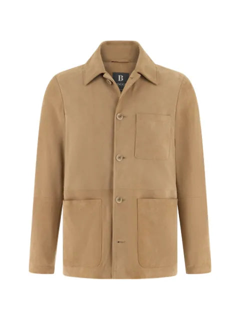 Boggi Milano shirt-collar leather jacket