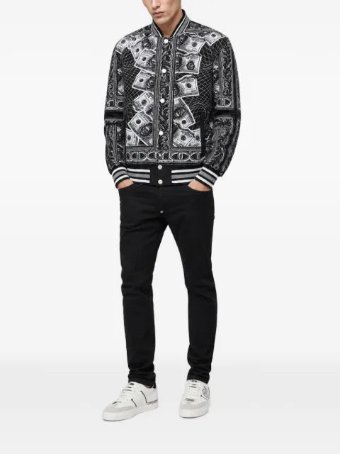 Philipp Plein nylon bomber skull dollar