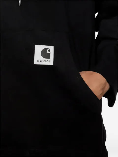 sacai x Carhartt WIP logo-patch jersey hoodie