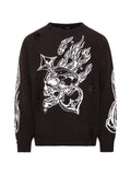 THUG CLUB Chrome Skull distressed-knit sweater