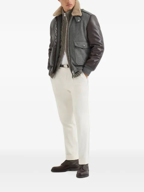 Brunello Cucinelli bonded cashmere beaver cloth and nappa leather bomber jacket