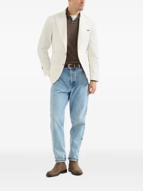 Brunello Cucinelli mouliné cashmere knit polo