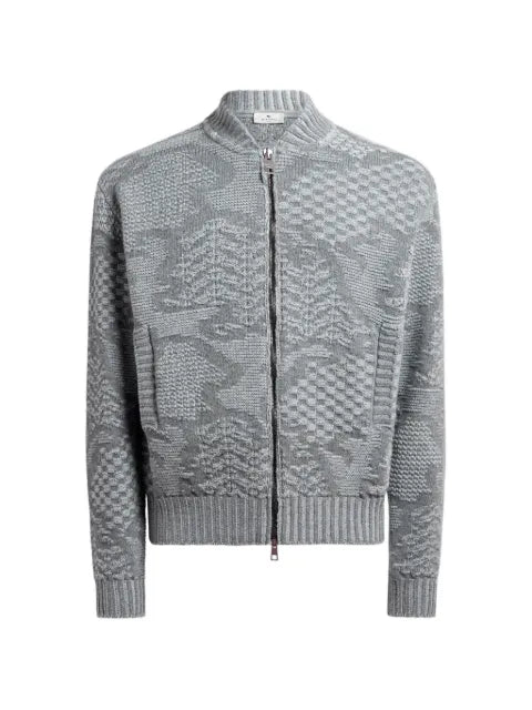 ETRO knit wool-blend bomber jacket with motif