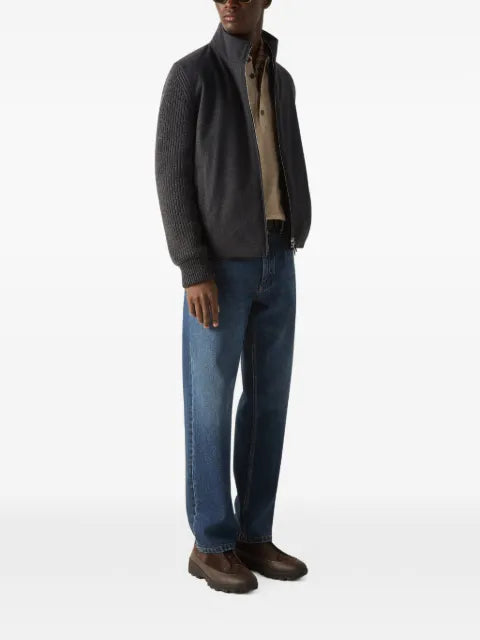 Zegna dark grey mélange Oasi cashmere full zip cardigan