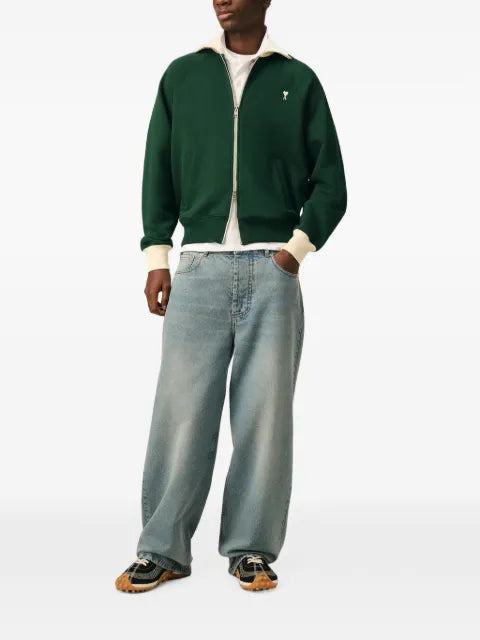 AMI Paris Zipped cotton sweatshirt with Ami de Coeur