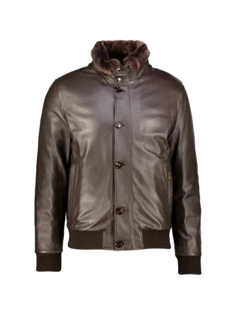 Moorer Cleros-P1 shearling-collar leather jacket