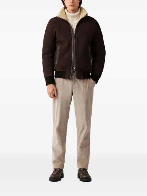 Hackett London shearling-collar bomber jacket