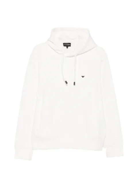 Emporio Armani double jersey hoodie with embroidered micro eagle logo