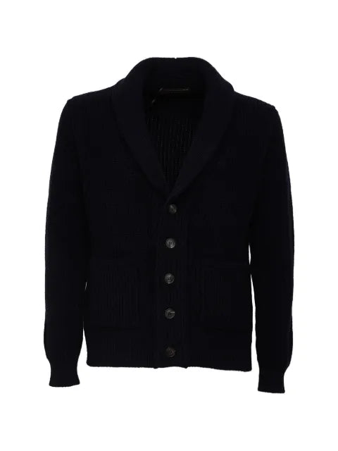 Filippo De Laurentiis shawl-collar ribbed-knit cardigan