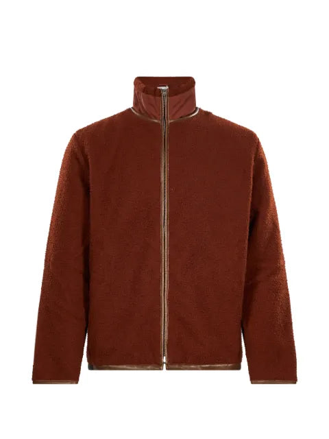 RANRA leather-trim fleece coat