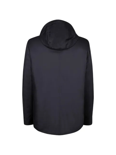 Moorer hooded concealed-fastening jacket