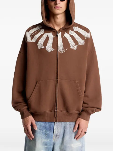 Palm Angels logo-print zip-up hoodie