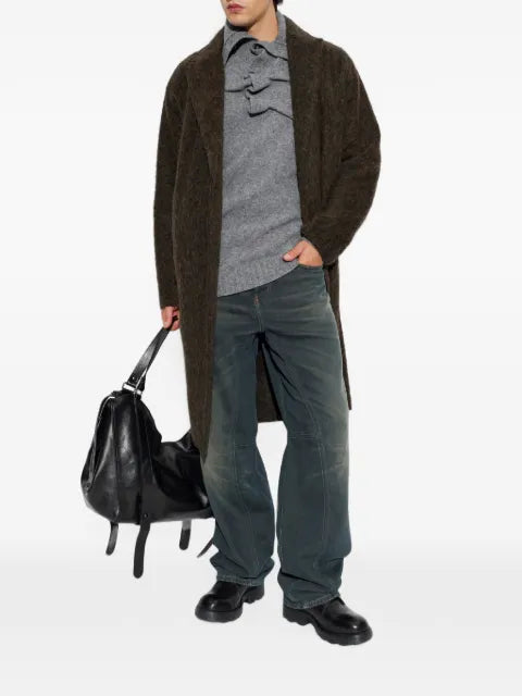 Diesel button-neck sweater in wrinkled boiled knit