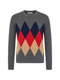 Ballantyne argyle-pattern ribbed-knit sweater