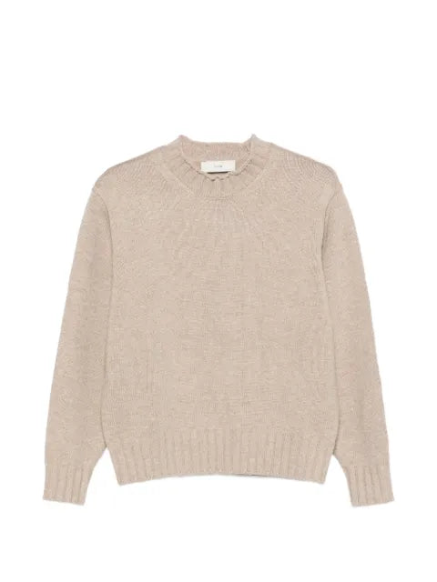 DUNST distressed-edge ribbed-trim sweater