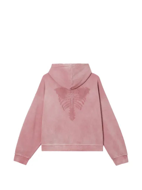 FIVE CM skeleton-embroidered washed-effect hoodie