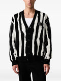 Undercover intarsia-knit logo-patch cardigan