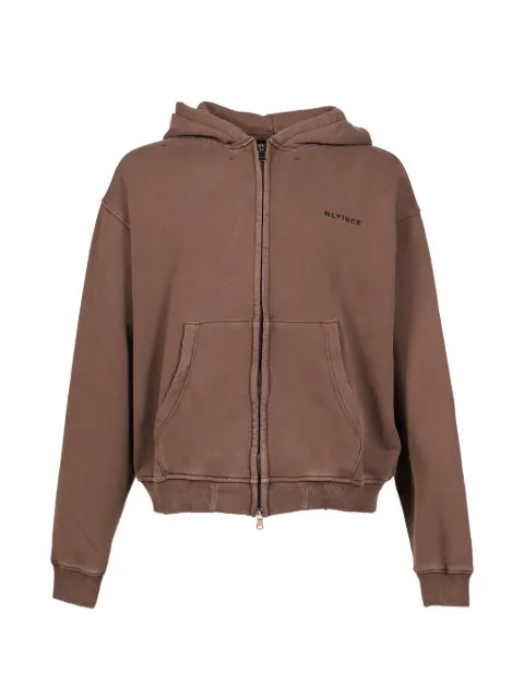 MLVINCE logo-embroidered distressed hoodie