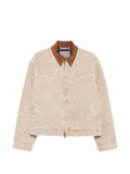 Balenciaga corduroy-collar distressed-effect jacket