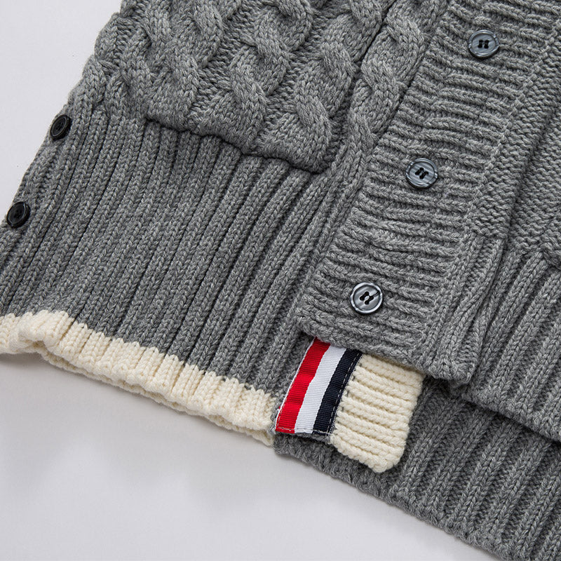 Classic Four-Bar Thickened Wool Cardigan | Thom Browne